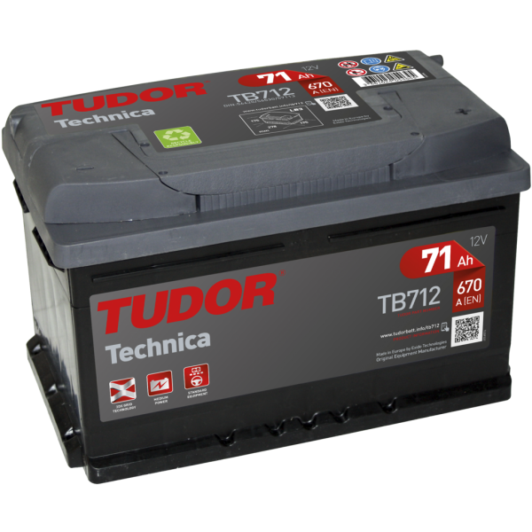 Batería Tudor TB712 Technica. 12V - 71Ah/670A (EN) Caja LB3