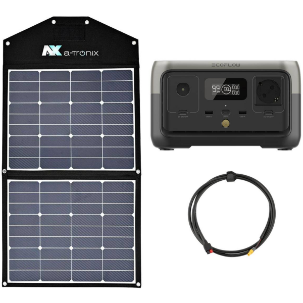 Kit solar camper EcoFlow River 2 256Wh con panel solar flexible de 90W