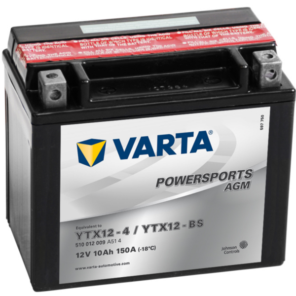 Batería Varta YTX12-4 Motocicleta. 12V - 10Ah/150A (EN) (152x88x131mm)