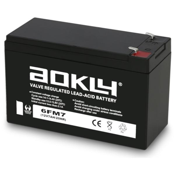 Batería Aokly 6FM7 Agm Vrla Battery. Tecnología AGM. 12V - 7Ah (152x65x95mm)