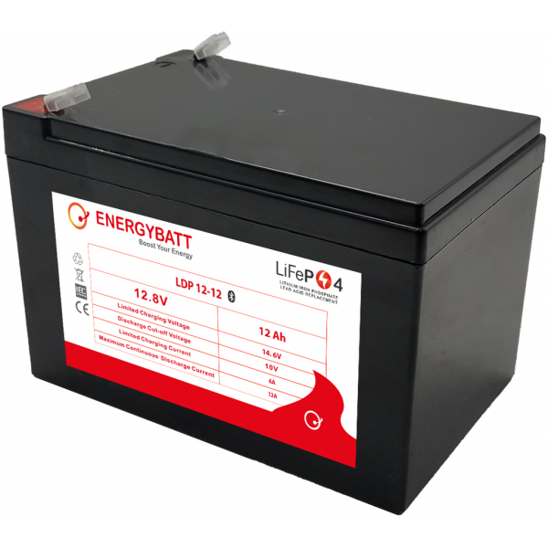 Batería Energybatt LDP12-12EB Litio (Lifepo4). 12,8V - 12Ah (151x98x101mm)