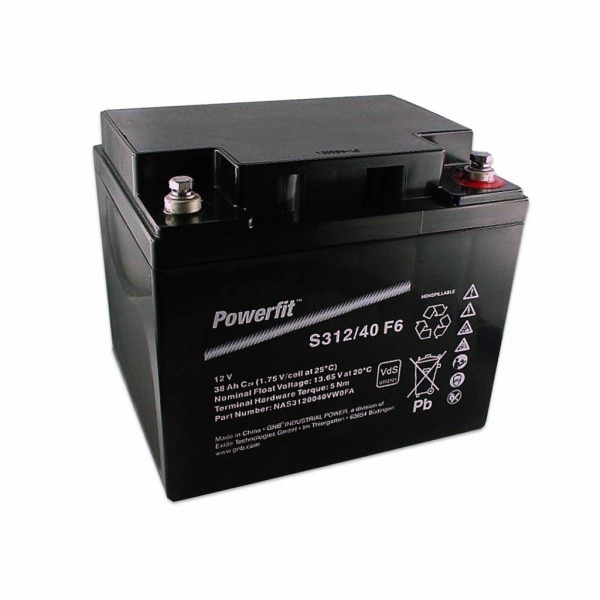 Batería Exide S312/40F6 Powerfit. Tecnología AGM. 12V - 38Ah (197x165x170mm)