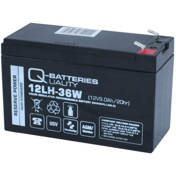 Batería Qbatteries 12LH-36W Agm High Yield. Tecnología AGM. 12V - 9Ah (151x65x94mm)