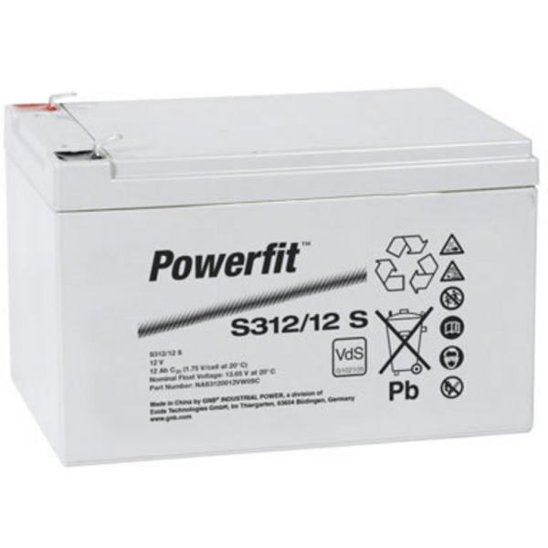 Batería Exide S312/12S Powerfit. Tecnología AGM. 12V - 12Ah (151x95x98mm)