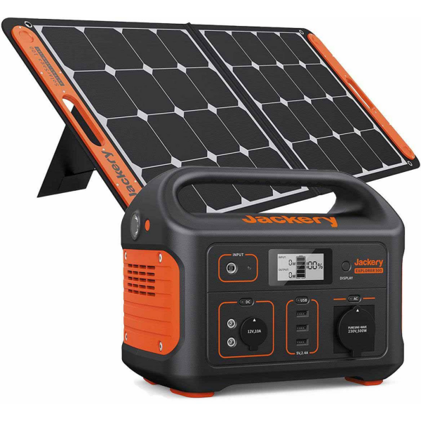 Kit solar camper Jackery Explorer 500 500Wh con panel solar SolarSaga 100W y bolso