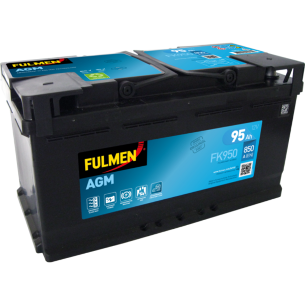 Batería Fulmen FK950 Start-Stop Agm. Tecnología AGM. 12V - 95Ah/850A (EN) Caja L5 (353x175x190mm)