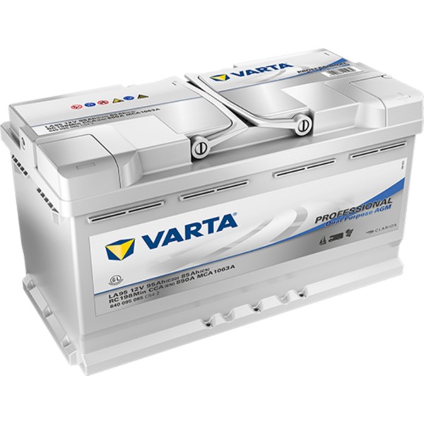 Batería Varta LA95 Dual Purpose Agm. Tecnología AGM. 12V - 95Ah/850A (EN) Caja L5 (353x175x190mm)