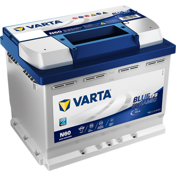 Batería Varta N60 Blue Dynamic Efb. 12V - 60Ah/640A (EN) Caja L2 (242x175x190mm)