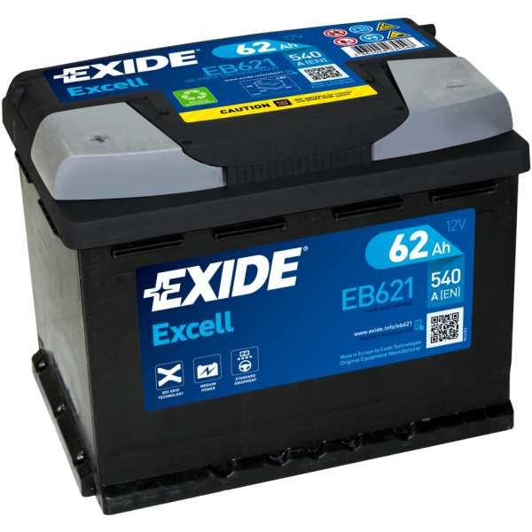 Batería Exide EB621 Excell. 12V - 62Ah/540A (EN) Caja L2