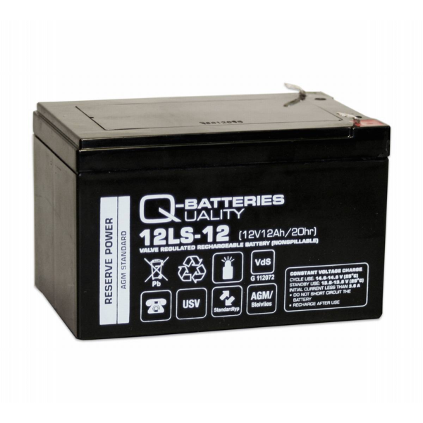 Batería Qbatteries 12LS-12-F1 Agm Standard. Tecnología AGM. 12V - 12Ah (151x98x95mm)