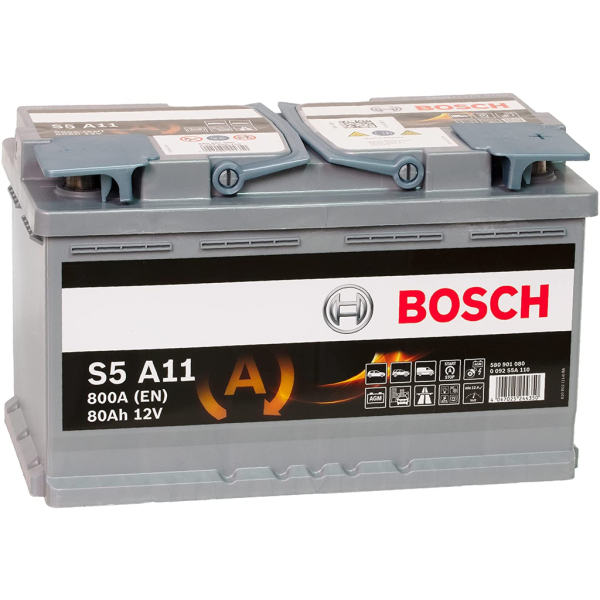 Batería Bosch S5A11 S5 - Agm. 12V - 80Ah/800A (EN) Caja L4 (315x175x190mm)