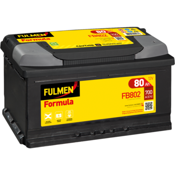 Batería Fulmen FB802 Formula. 12V - 80Ah/700A (EN) Caja LB4 (315x175x175mm)