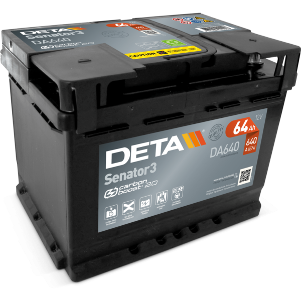 Batería Deta DA640 Senator 3. 12V - 64Ah/640A (EN) Caja L2