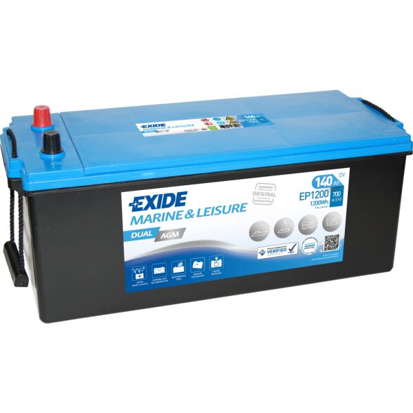 Batería Exide EP1200 Marina Dual. Tecnología AGM. 12V - 140Ah/700A (EN) Caja A