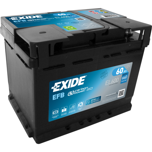 Batería Exide EL600 Efb. Tecnología EFB. 12V - 60Ah/640A (EN) Caja L2
