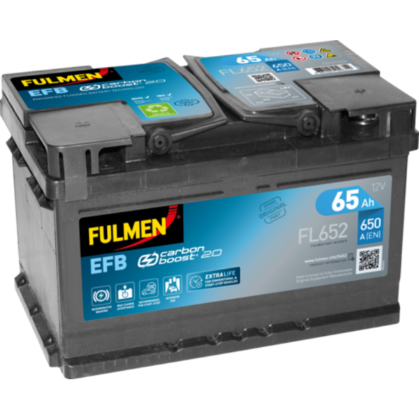 Batería Fulmen FL652 Start-Stop Efb. Tecnología EFB. 12V - 65Ah/650A (EN) Caja LB3 (278x175x175mm)