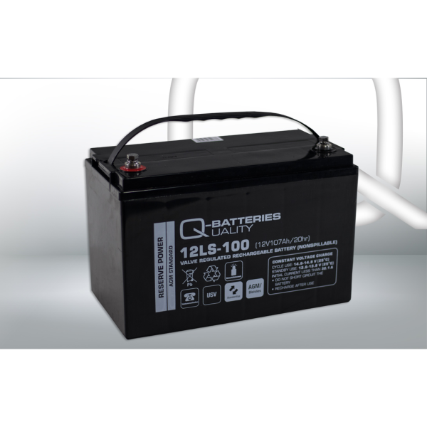 Batería Qbatteries 12LS-100 Agm Standard. Tecnología AGM. 12V - 107Ah Caja M31 (328x172x222mm)