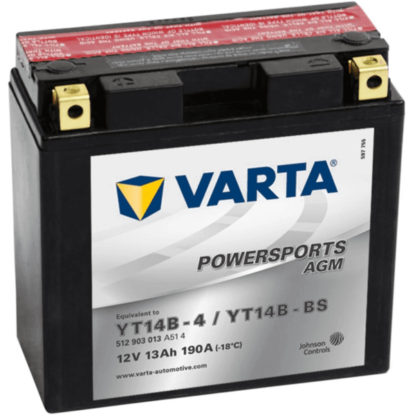 Batería Varta YT14B-4/YT14B-BS Motocicleta. 12V - 12Ah/190A (EN) (152x70x150mm)