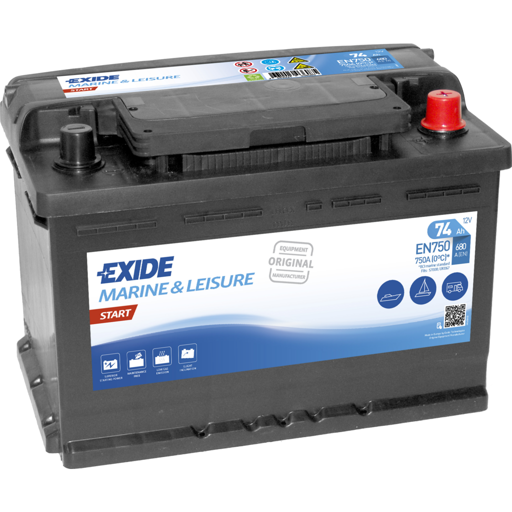 Batería de arranque EB740 EXIDE EXCELL 12V 74Ah 680A B13 Batería