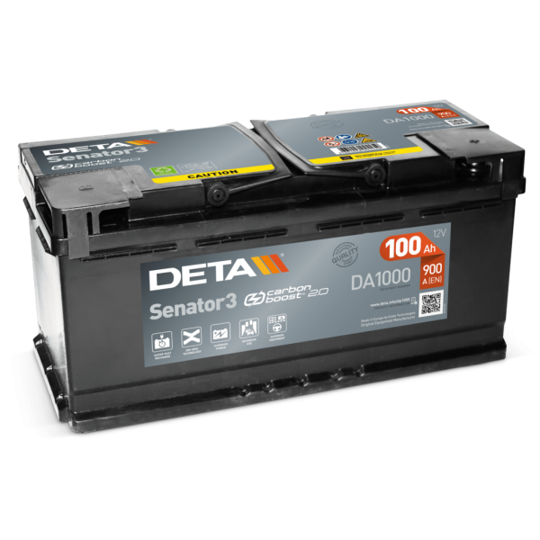 Batería Deta DA1000 Senator 3. 12V - 100Ah/900A (EN) Caja L5 (353x175x190mm)