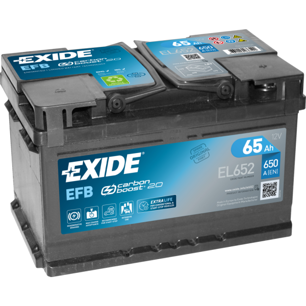 Batería Exide EL652 Efb. Tecnología EFB. 12V - 65Ah/650A (EN) Caja LB3
