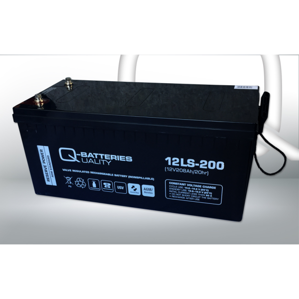 Batería Qbatteries 12LS-200 Agm Standard. Tecnología AGM. 12V - 208Ah (522x240x223mm)