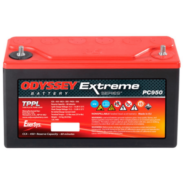 Batería Odyssey PC950 Extreme Series. 12V - 34Ah/400A (EN) (250x97x156mm)