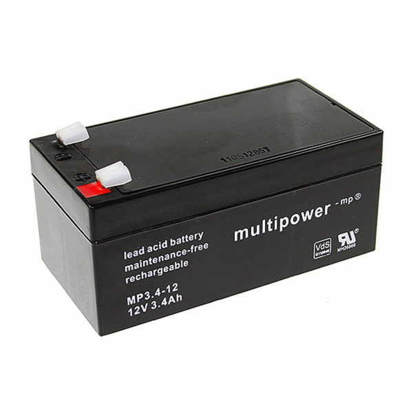 Batería Multipower MP3.4-12 . Tecnología AGM. 12V - 3.4Ah (134x67x66mm)
