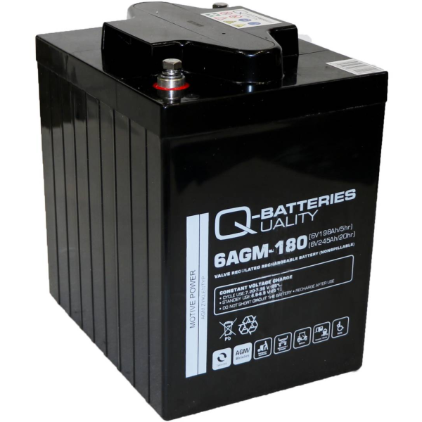 Batería Qbatteries 6AGM-180 Agm Standard. Tecnología AGM. 6V (243x187x275mm)