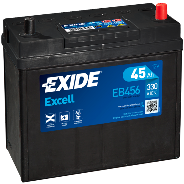 Batería Exide EB456 Excell. 12V - 45Ah/330A (EN) Caja B24