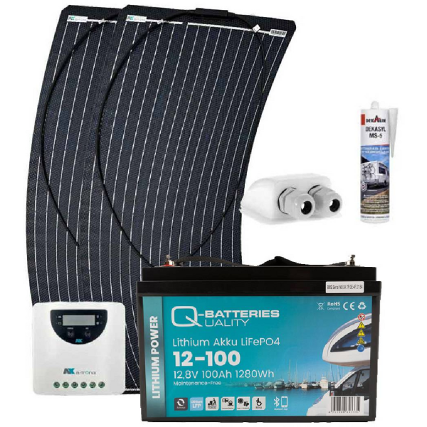 Kit solar camper 200W a-Tronix con batería litio LiFePO4 12V 100Ah y regulador MPPT
