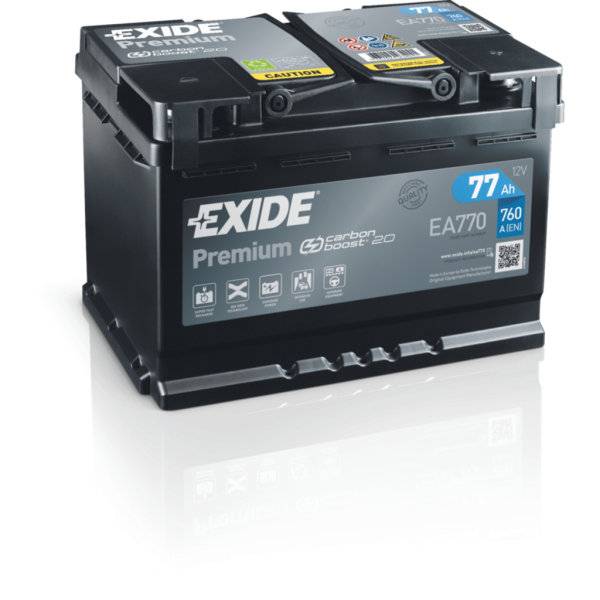 Batería Exide EA770 Premium. 12V - 77Ah/760A (EN) Caja L3 (278x175x190mm)