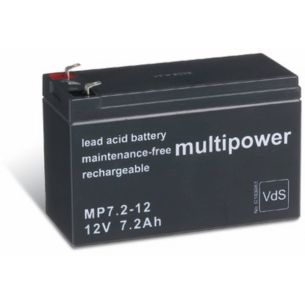 Batería Multipower MP7.2-12 . Tecnología AGM. 12V - 7.2Ah (151x65x102mm)