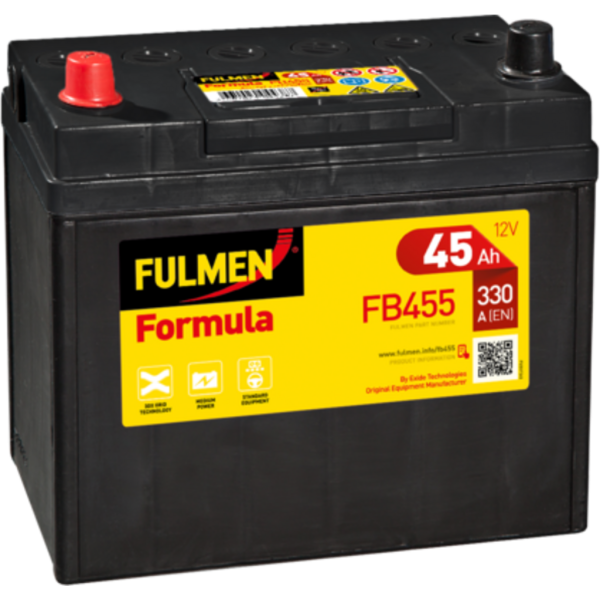 Batería Fulmen FB455 Formula. 12V - 45Ah/330A (EN) Caja B24 (237x127x227mm)