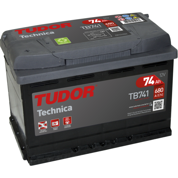 Batería Tudor TB741 Technica. 12V - 74Ah/680A (EN) Caja L3 (278x175x190mm)
