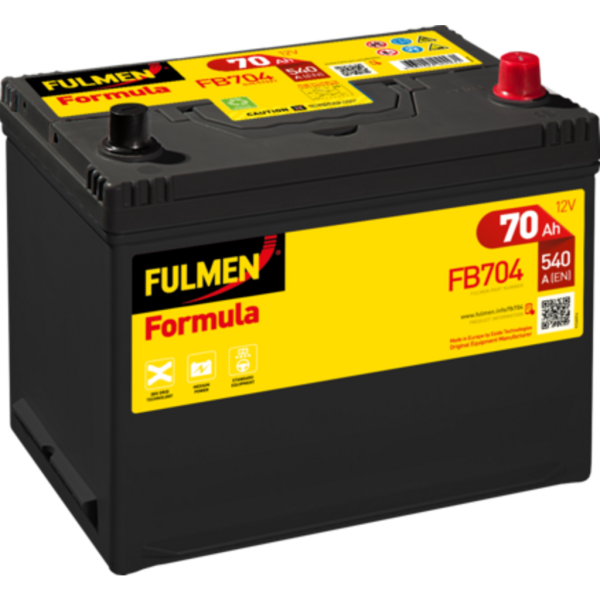 Batería Fulmen FB704 Formula. 12V - 70Ah/540A (EN) Caja D26 (270x173x222mm)