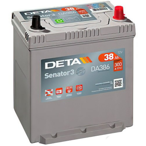 Batería Deta DA386 Senator 3. 12V - 38Ah/300A (EN) Caja B19 (187x127x220mm)