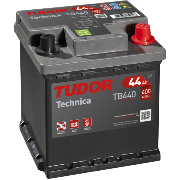 Batería Tudor TB440 Technica. 12V - 44Ah/400A (EN) Caja L0 (175x175x190mm)