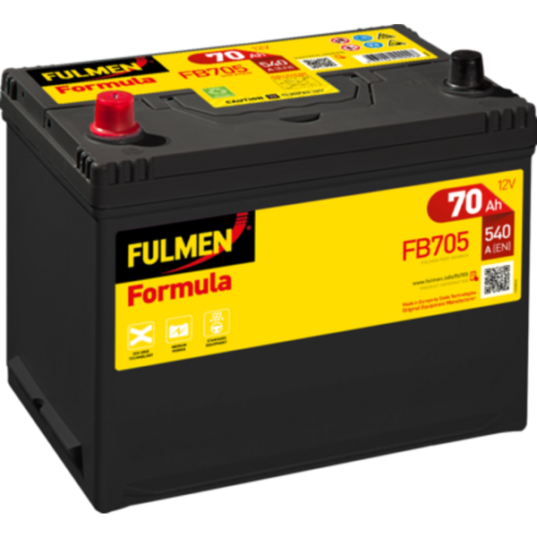 Batería Fulmen FB705 Formula. 12V - 70Ah/540A (EN) Caja D26 (270x173x222mm)