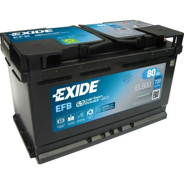 Batería Exide EL800 Efb. Tecnología EFB. 12V - 80Ah/720A (EN) Caja L4