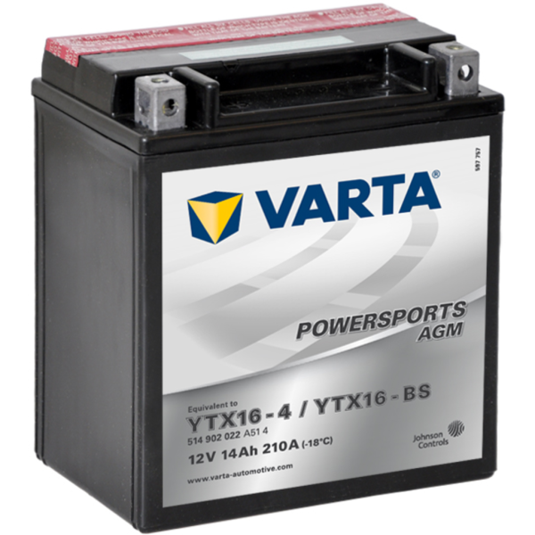 Batería Varta YTX16-4/YTX16-BS Motocicleta. 12V - 14Ah/220A (EN) (150x87x161mm)