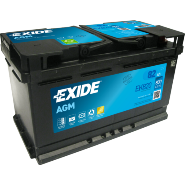 Batería Exide EK820 Agm. Tecnología AGM. 12V - 82Ah/800A (EN) Caja L4