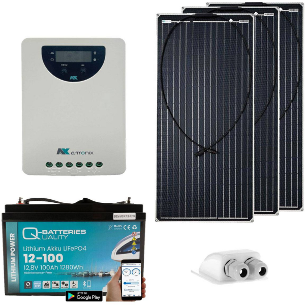 Kit solar camper 300W a-Tronix con batería litio LiFePO4 12V 100Ah y regulador MPPT