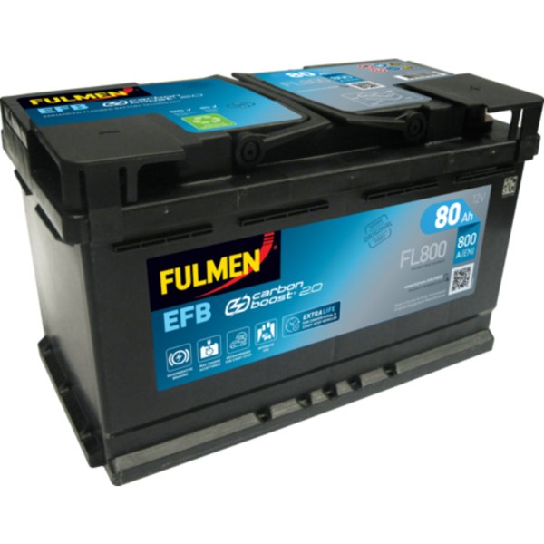 Batería Fulmen FL800 Start-Stop Efb. Tecnología EFB. 12V - 80Ah/720A (EN) Caja L4 (315x175x190mm)