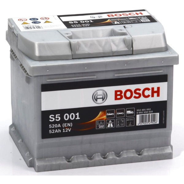 Batería Bosch S5001 S5. 12V - 52Ah/520A (EN) Caja LB1 (207x175x175mm)