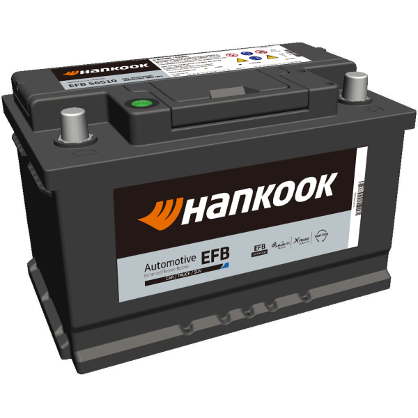 Batería Hankook EFB56510 . Tecnología EFB. 12V - 65Ah/650A (EN) Caja LB3 (277x174x175mm)