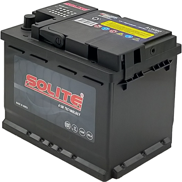 Batería Solite AGM60 Agm. Tecnología AGM. 12V - 60Ah Caja L2 (242x174x189mm)