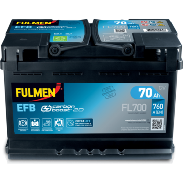 Batería Fulmen FL700 Start-Stop Efb. Tecnología EFB. 12V - 70Ah/720A (EN) Caja L3