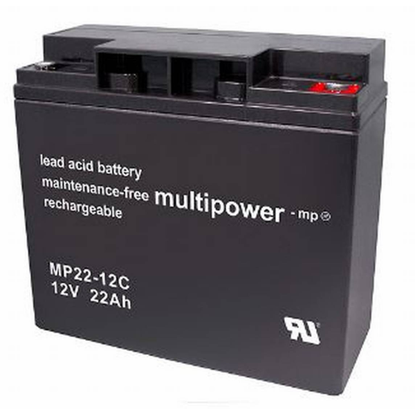 Batería Multipower MP22-12C . Tecnología AGM. 12V - 22Ah (181x76x167mm)
