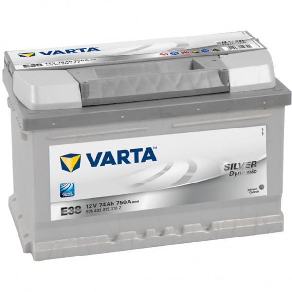 Batería Varta E38 Silver Dynamic. 12V - 74Ah/750A (EN) Caja LB3 (278x175x175mm)